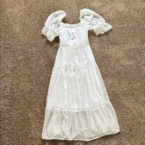 White Puff Sleeve Midi Dress